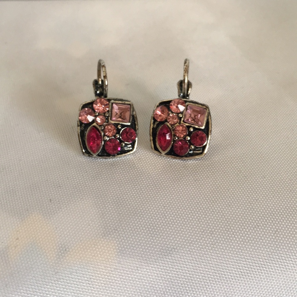 Pink Crystal Fashion Pierced Earrings